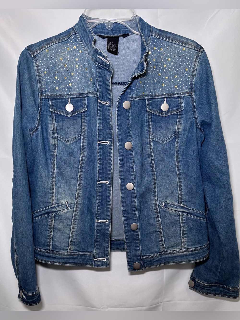 Y2K Baccini Denim Jacket with Rhinestone Embellishments Sz Small